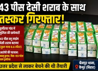 डुमरिया में घर से बरामद हुई 8.6 लीटर देसी शराब, बिक्री के आरोप में युवक गिरफ्तार NS News